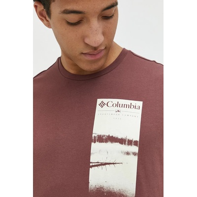 Columbia Памучна тениска Columbia Explorers Canyon в бордо с десен 2036441 (2036441)