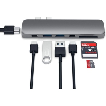 Satechi USB-C Pro USB Hub - мултифункционален хъб за свързване на допълнителна периферия за MacBook Pro (тъмносив)