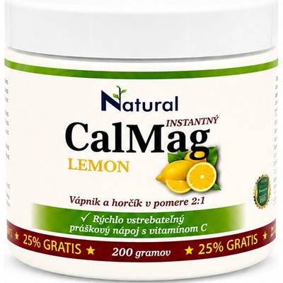 Natural CalMag Lemon vápnik + horčík + C 200 g prášok