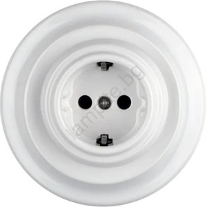 Reblig - Порцеланова ретро стенна контактна розетка с рамка SCHUKO 250V/16A бяла (RG0184)