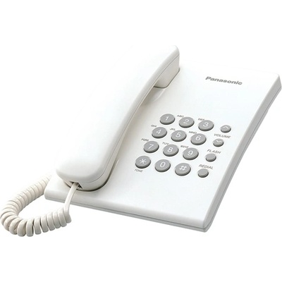 Panasonic Стационарен телефон Panasonic KX-TS500, бутон за повторно набиране, високоговорител, бял (KX-TS500 White)