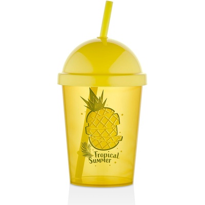 MAKRO Pohár so slamkou Ananas umelá hmota 450 ml