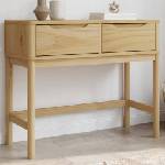 vidaXL Конзолна маса FLORO восъчнокафява 89, 5x36, 5x73 см бор масив (374020)