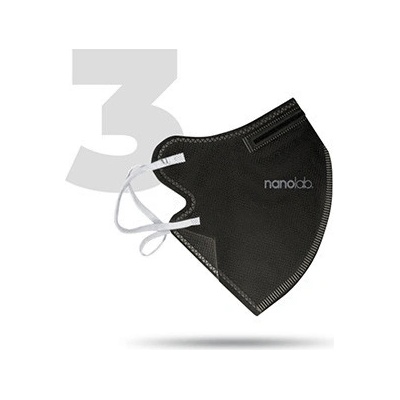 Nanolab Nano respirátor, FFP2, čierny, univerzál., 3 ks