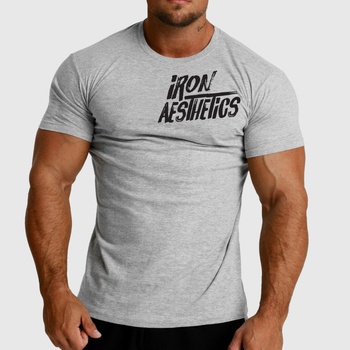 Iron Aesthetics pánske fitness tričko Splash sivé