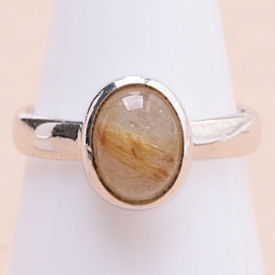 Nefertitis Sagenit křišťál s rutilem prsten stříbro 69662