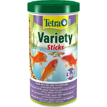 TETRA Pond Variety Sticks - пълноценна хранителна смес за всички езерни риби, съдържаща три различни пръчици за разнообразие, осигурява цялостно, биологично балансирано хранене