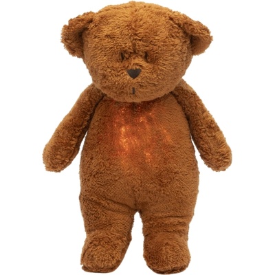 Moonie Мека играчка Moonie Organic 2.0 - Bear, с нощна лампа и успокояващи звуци, Caramel (M-MCR2)