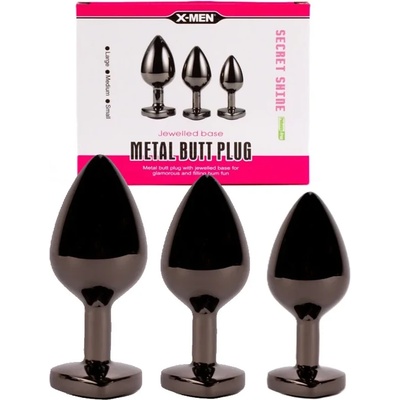 Сет от 3 метални анални плъга, сърцевидни - Secret Shine Plug Set (XMEN000270)