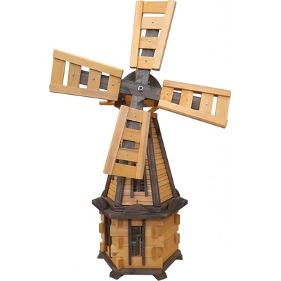 Dřevěný větrný mlýn zahradní, otočný, dekorační 170cm