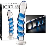 Icicles No. 5 - стъклено дилдо спирала - прозрачно синьо