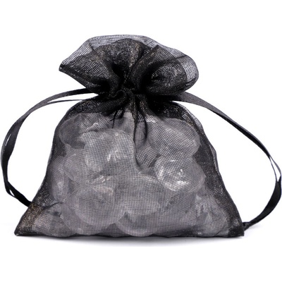 Dárkový pytlík s kovovým leskem 8x10,5 cm organza shine - černá (10 ks)