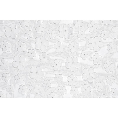 Party Deco Тишлайфер Бели цветя, 26 x 500 см