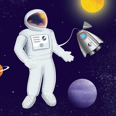 Amscan papírové ubrousky 16ks kosmonaut ve vesmíru 33x33cm