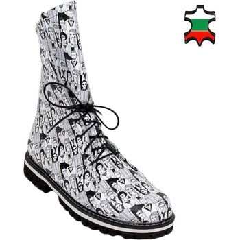 Image 1 of Български обувки Дамски високи боти от естествена кожа напа с щампа 34184