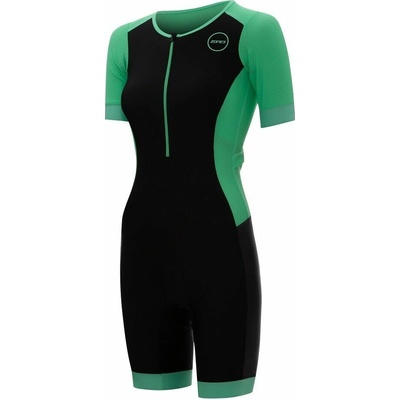 ZONE3 Aquaflo Plus Short Sleeve Trisuit Black/Grey/Mint dámsky