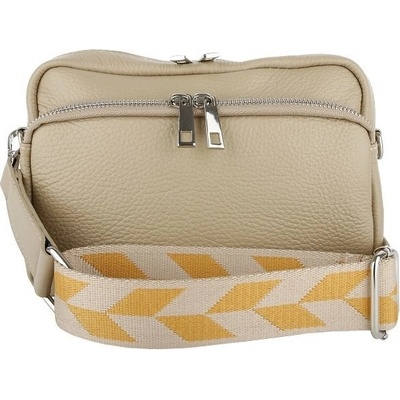 Talianske Talianska taupe crossbody kabelka Zamira s ozdobným popruhom