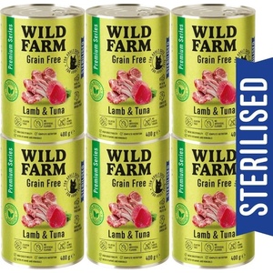 WILD FARM Premium Grain Free Lamb and Tuna 6x400g - беззърнена храна за кастрирани котки