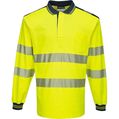 Portwest T184 HI-VIS Reflexná polokošeľa PW3 Fluorescenčno žltá-Námornícka modrá S