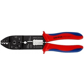 KNIPEX Клещи за кримпване на кабелни накрайници 0.5-6мм2 неизолирани, синьо-червена ръкохватка 230мм, Knipex (K9721215C)