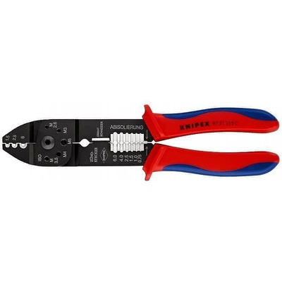 KNIPEX Клещи за кримпване на кабелни накрайници 0.5-6мм2 неизолирани, синьо-червена ръкохватка 230мм, Knipex (K9721215C)
