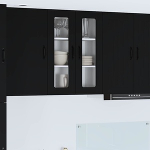 vidaXL Стенен стъклен шкаф LUCCA Черно 60 x 31 x 80 см (885086)