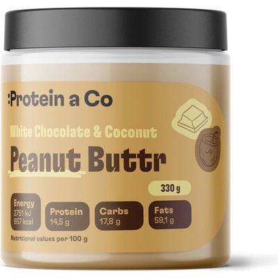 Protein&Co. Arašidový krém s bielou čokoládou a kokosom 330 g
