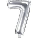 Party Deco Фолиев Балон Цифра, Сребърно - 35см - 7 (fb10m-7-018)