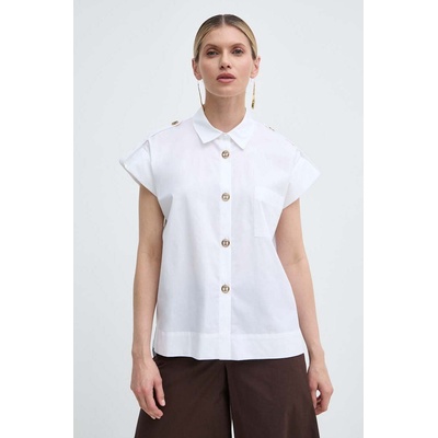 TWINSET Риза Twinset дамска в бяло със свободна кройка с класическа яка (241TT2194)