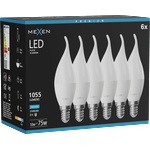 Mexen Nova 6x LED крушка пламък E14, C37, 10W, Студена - 6500K, 1055 lm - L106-E14-1065-01x06 (L106-E14-1065-01x06)