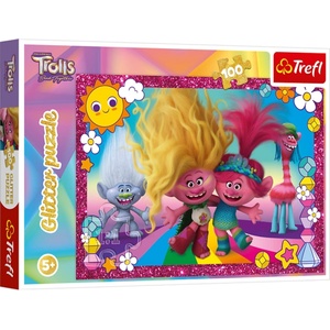 Trefl Puzzle 100 Glitter - Блестящи тролове / Universal Trolls 3 (2023) (14829)