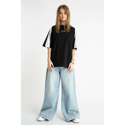 Reporter Young Dívčí světle modré džíny WIDE LEG s vintage efektem seprání SVĚTLE MODRÁ
