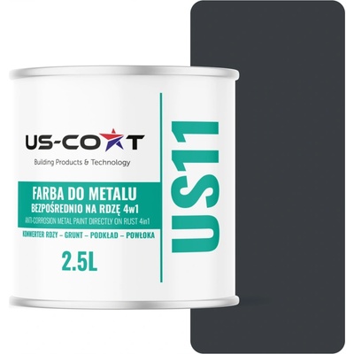 US-Coat Antikorózna akrylová farba na kov matná 2,5 l antracitová