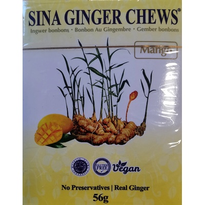 Sina Ginger Mango Žvýkací Zázvorové Bonbóny 56 g
