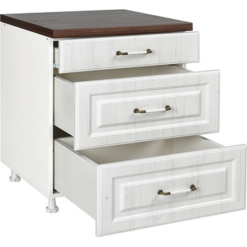 Matis Кухненски шкаф долен с три чекмеджета rustic d80 3f бял