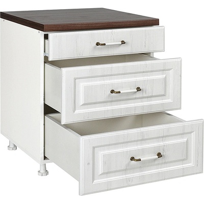 Matis Кухненски шкаф долен с три чекмеджета rustic d80 3f бял