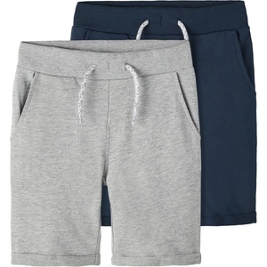 NAME IT Детски къси панталони Name it Kid's Vermo Long Shorts 2-Pack Shorts - Grey Melange / Dark Sapphire - размер 116 (EU) (701-4714-0115)