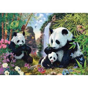 Schmidt Spiele - Puzzle Pandafamilie am Wasserfall - 500 piese
