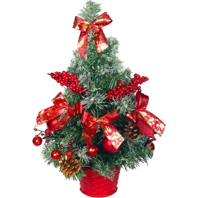 Stromček MagicHome Vianoce, ozdobený, zasnežený, červený, 40 cm