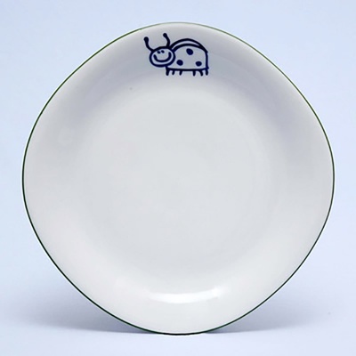 Suisse Langenthal Talíř mělký - beruška, zelená linka, 25 cm, Dětský dekor Kamarádi