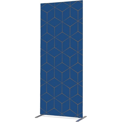 Jansen Display Potištěná látková dělící stěna Deco 85-200 Hexagon modrohnědý, 870 x 2020 mm