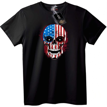 NOONEBRAND Тениска с американско знаме и череп - XS, Black