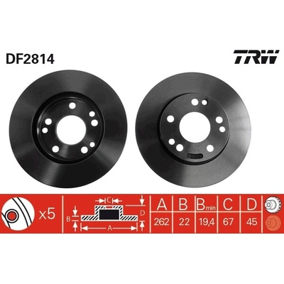 Brzdový kotúč TRW DF2814