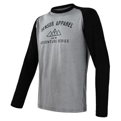Sensor merino Active PT ADVENTURE pánske tričko dl.r. šedá čierna