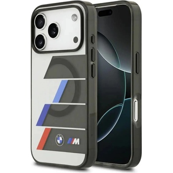 BMW Калъф BMW M IML Metal Buttons Tricolor Lines MagSafe за iPhone 17 Pro Max - сив