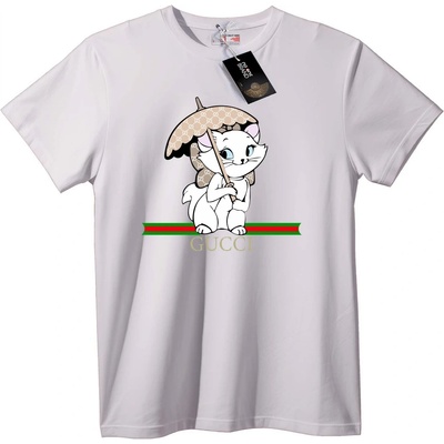NOONEBRAND Тениска Gucci Котка с Чадър - M, White