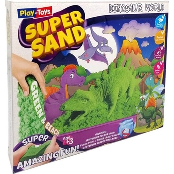 Play-Toys Комплект с кинетичен пясък Play-Toys Zzand - Dino World, 2 x 200 g и аксесоари (2144)