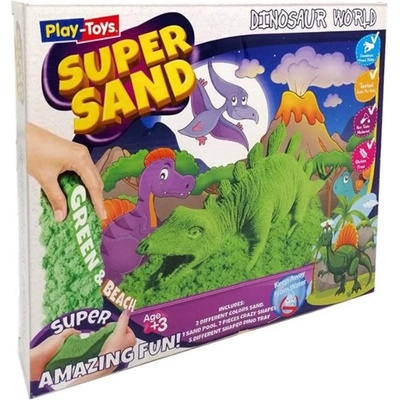 Play-Toys Комплект с кинетичен пясък Play-Toys Zzand - Dino World, 2 x 200 g и аксесоари (2144)