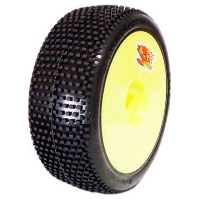 SP RACING 1/8 RICKY COMPETITION OFF ROAD gumy nalepené gumy HYPER SOFT směs žluté disky 2 ks