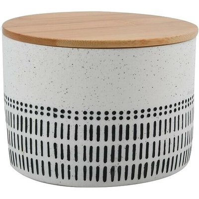 Spirella dóza na odličovací tampony YUMA bílo-černá polyresin bambus